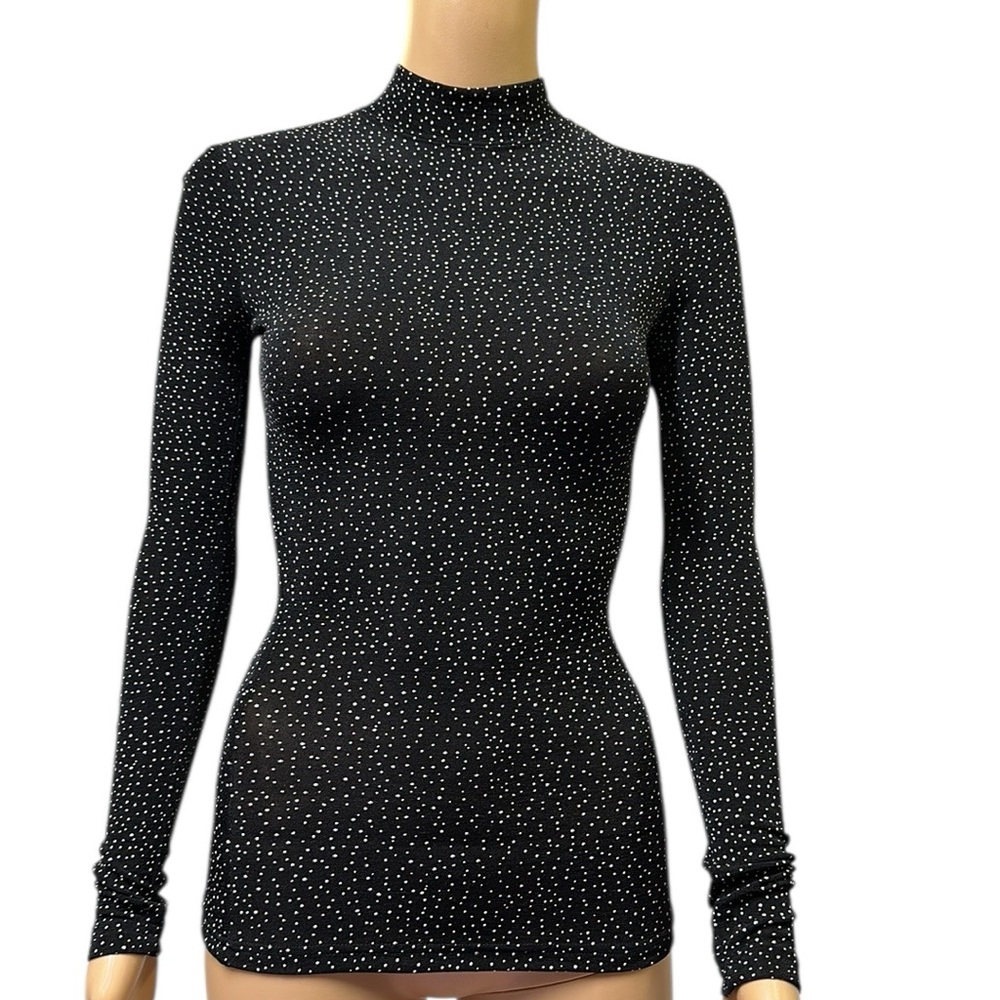 Newport Starry Night Mock Neck Long Sleeve Lightweight Bodycon Nylon Top Small